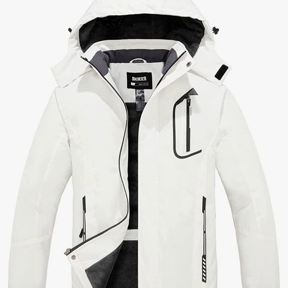 SKIEER Men's White Mountain Waterproof Ski Jacket Jacket Warm Fleece Coat Sz LG - Picture 1 of 11